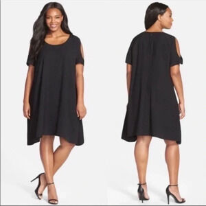 Sejour black cold shoulder mini dress